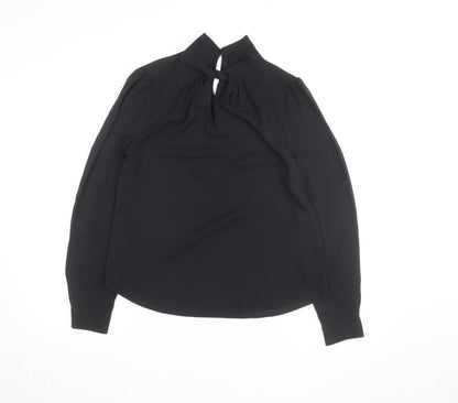 Dorothy Perkins Women Black High Neck Long Sleeve Tunic Blouse Size 8
