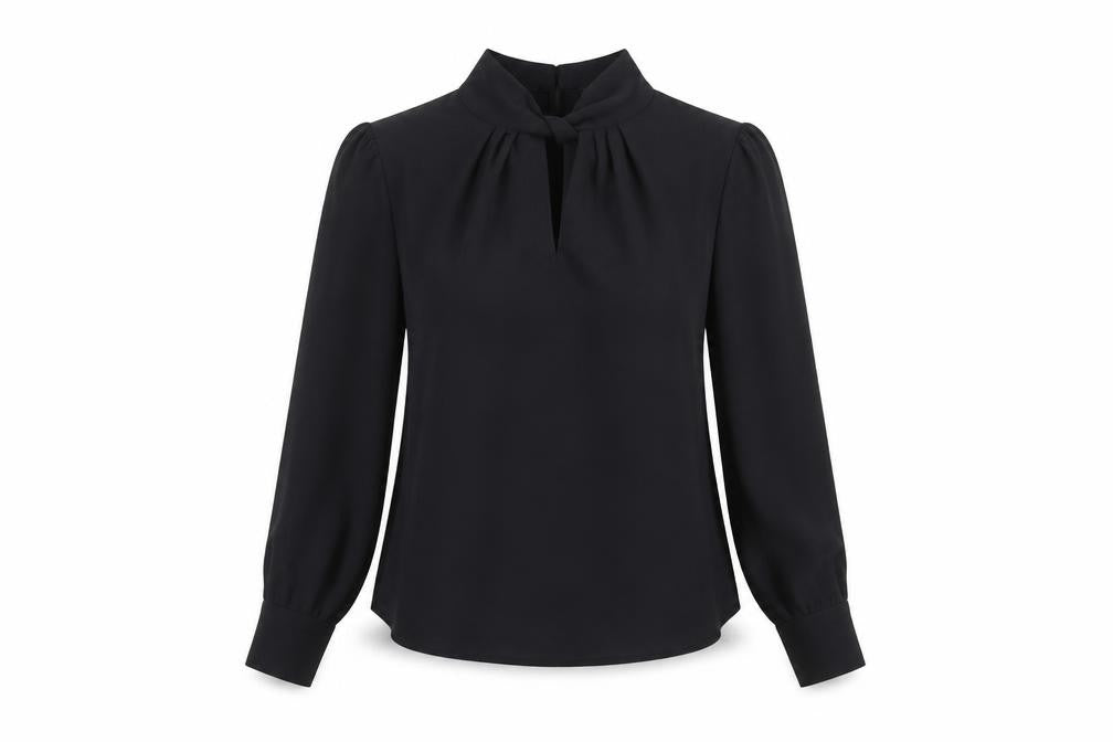 Dorothy Perkins Women Black High Neck Long Sleeve Tunic Blouse Size 8