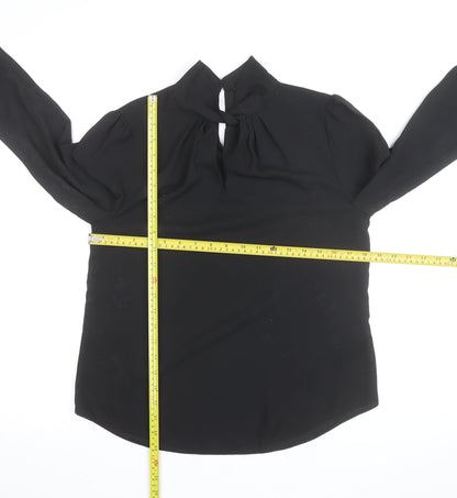 Dorothy Perkins Women Black High Neck Long Sleeve Tunic Blouse Size 8