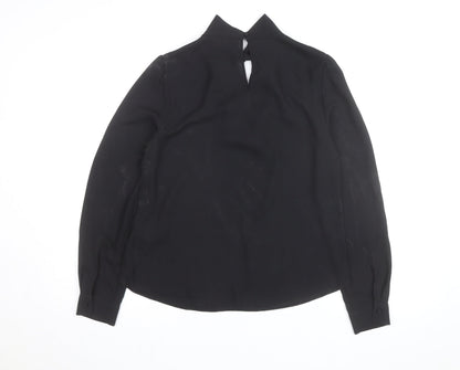 Dorothy Perkins Women Black High Neck Long Sleeve Tunic Blouse Size 8