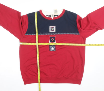 Koret Wear Womens Red & Navy Long Sleeve Pullover Sweatshirt Size 14-16