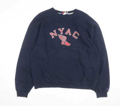 Champion Men's Blue XL Pullover Sweatshirt NYAC Graphic Vintage Fit