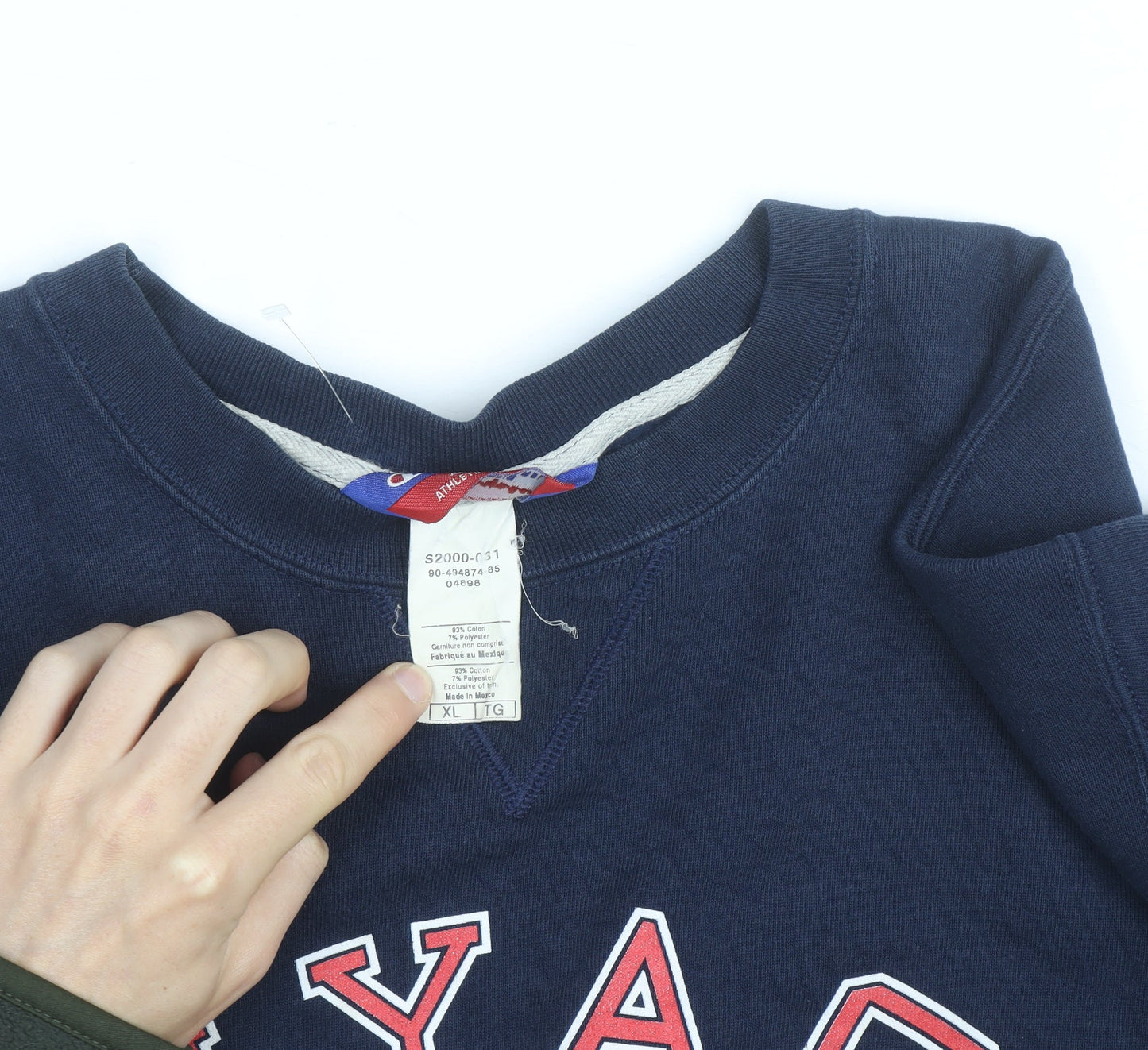 Champion Men's Blue XL Pullover Sweatshirt NYAC Graphic Vintage Fit