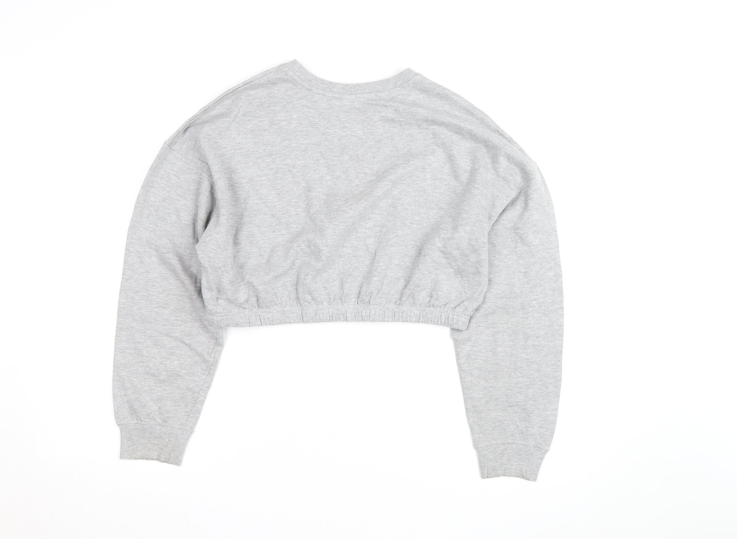 Disney Women Grey Mickey Mouse Cropped Pullover Sweatshirt M