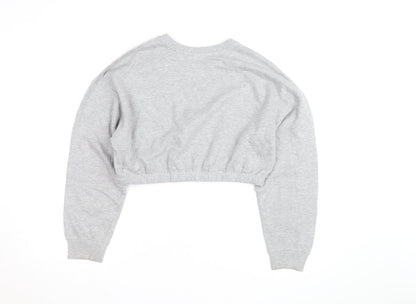 Disney Women Grey Mickey Mouse Cropped Pullover Sweatshirt M