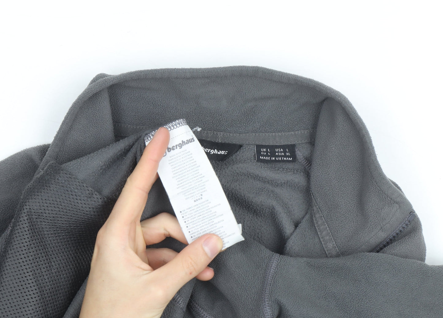 Berghaus Men's Grey Fleece Full Zip Active Jacket Size L