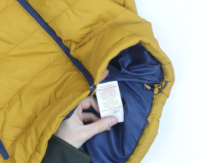 Freedom Trail Womens Yellow Puffer Jacket Size 12 Full Zip Lightweight