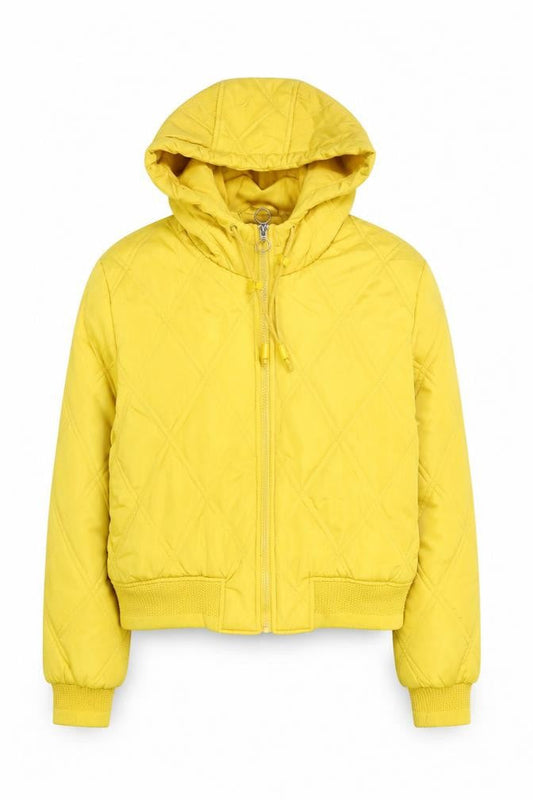 Primark Women’s Yellow Quilted Hooded Puffer Jacket Size M
