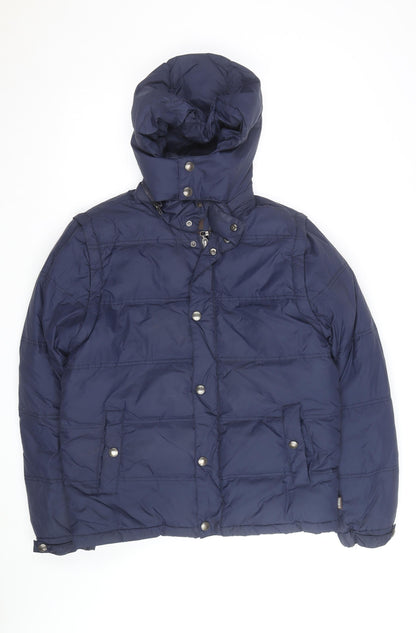 St. George by Duffer Men's Blue Medium Puffer Jacket Hooded Winter Coat