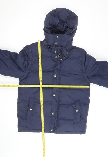 St. George by Duffer Men's Blue Medium Puffer Jacket Hooded Winter Coat