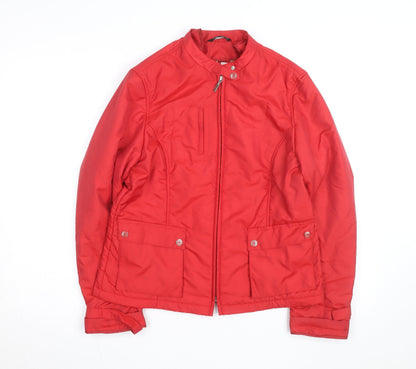 Concept UK Women's Red Bomber Jacket Size 12 Polyamide Full Zip