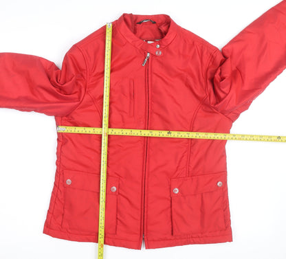 Concept UK Women's Red Bomber Jacket Size 12 Polyamide Full Zip