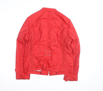 Concept UK Women's Red Bomber Jacket Size 12 Polyamide Full Zip