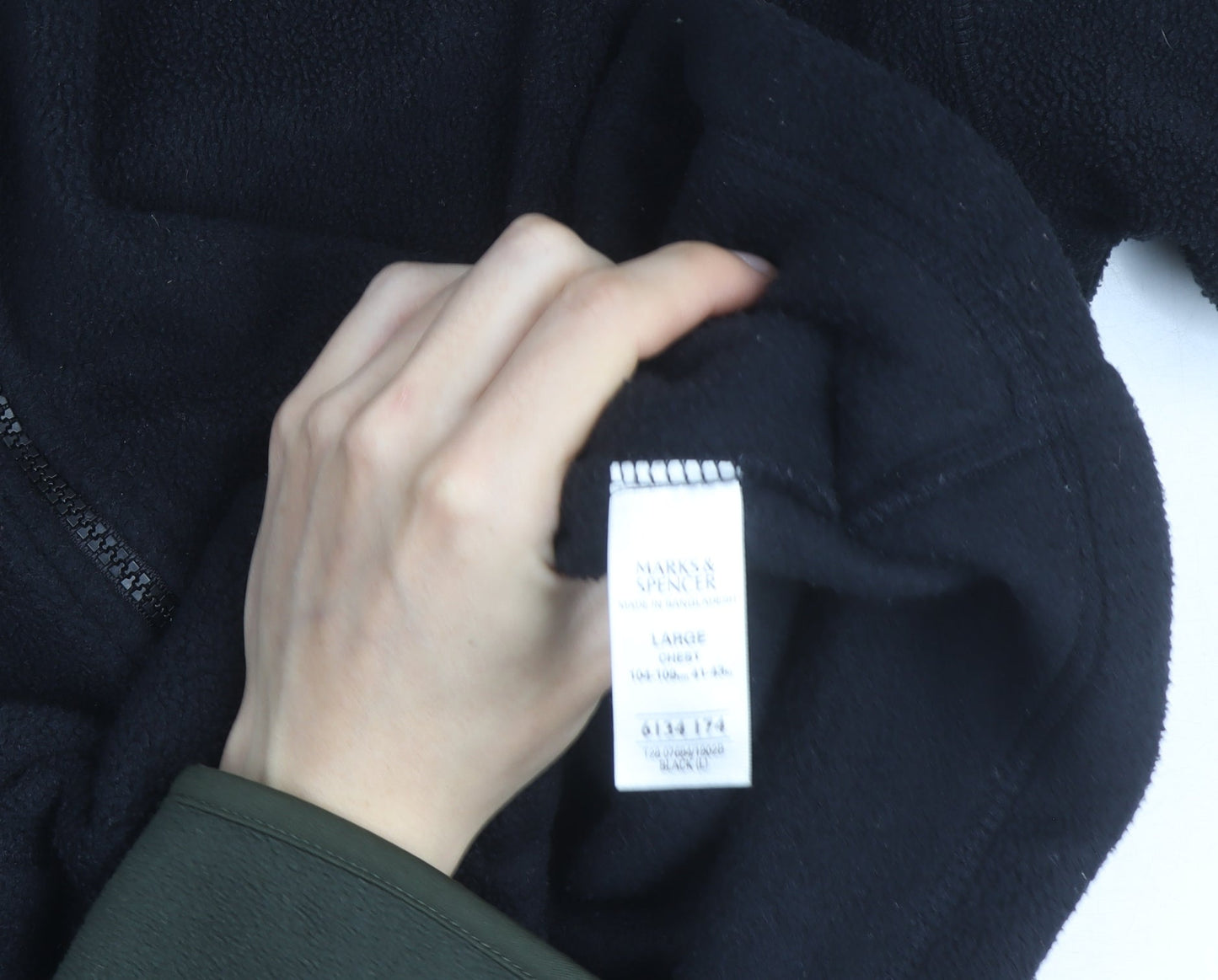 Marks and Spencer Men's Black Fleece Full Zip Jacket Size L