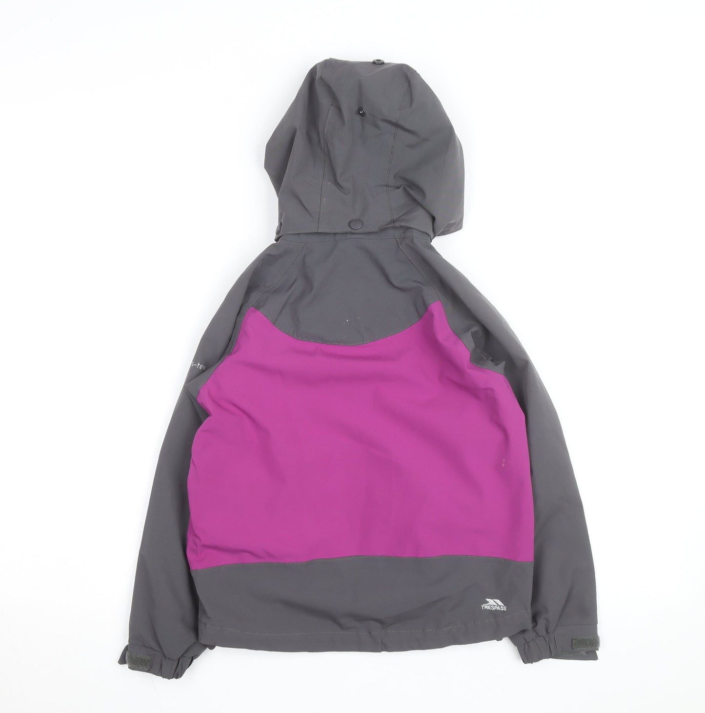 Trespass Girls Pink & Grey Waterproof Hooded Rain Coat Jacket 5-6 Years