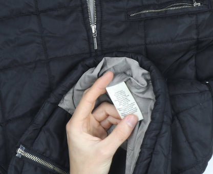River Island Women Black Faux Fur Collar Quilted Jacket Size 10