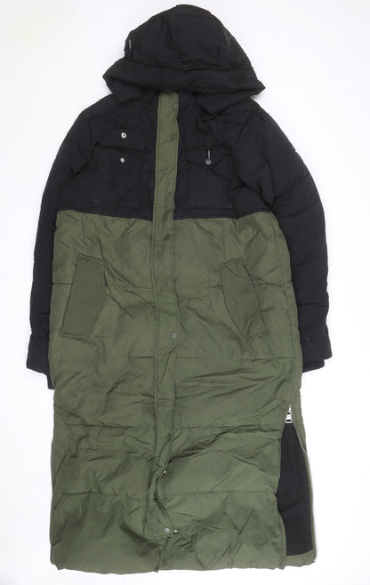 Next Men’s Green and Black Long Hooded Parka Coat Size L 44in