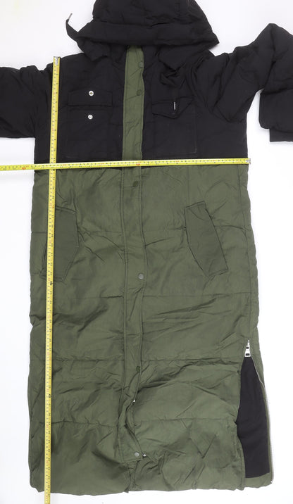 Next Men’s Green and Black Long Hooded Parka Coat Size L 44in