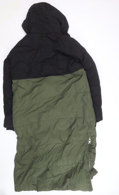 Next Men’s Green and Black Long Hooded Parka Coat Size L 44in