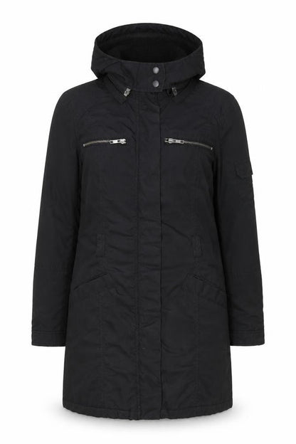 H&M Women's Black Long Hooded Parka Coat Size 8
