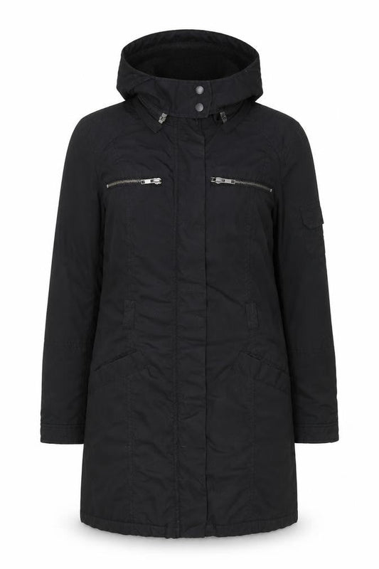 H&M Women's Black Long Hooded Parka Coat Size 8
