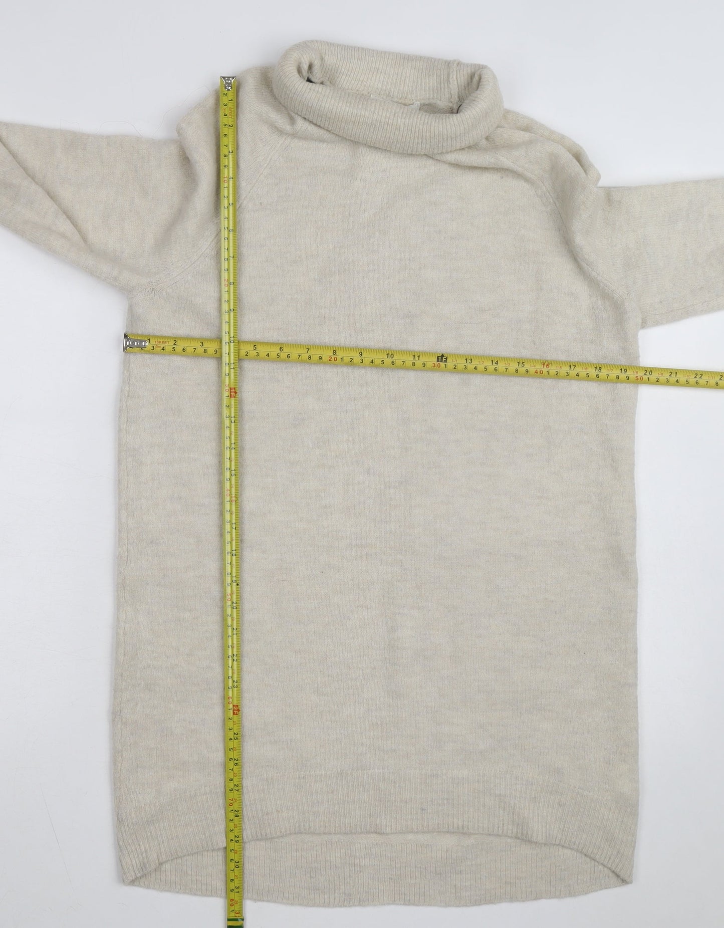 H&M Women’s Beige Wool Alpaca Roll Neck Jumper XS