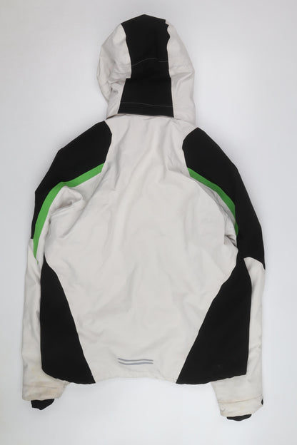 CMP Men's White Black Green Waterproof Ski Jacket Size 52 L Hooded Winter Coat