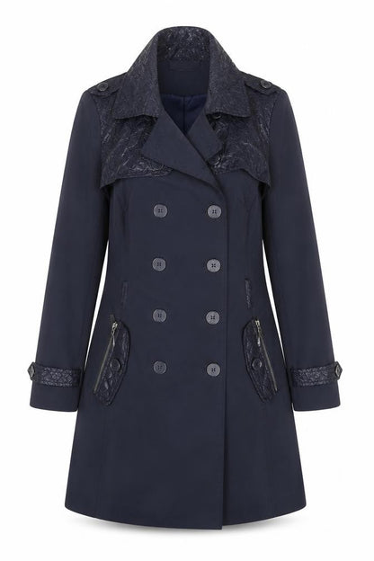Zac & Zoe Women’s Blue Lace Detail Long Trench Coat XL