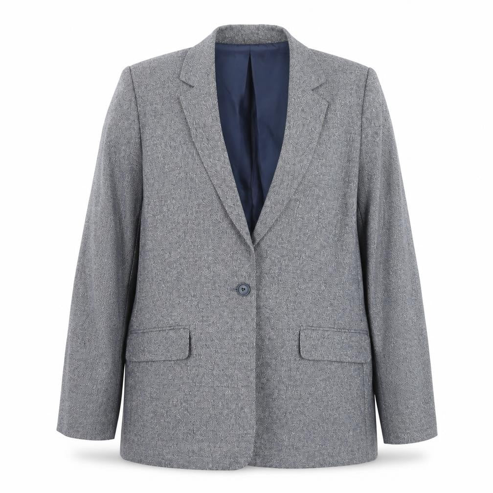 Lands' End Women Blue Linen Cotton Classic Blazer Size 12