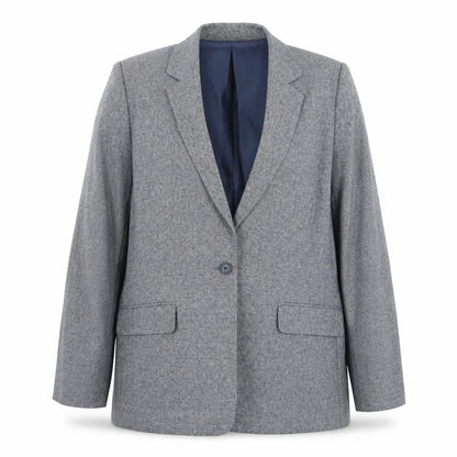 Lands' End Women Blue Linen Cotton Classic Blazer Size 12