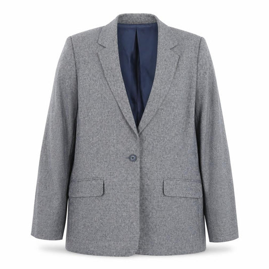 Lands' End Women Blue Linen Cotton Classic Blazer Size 12