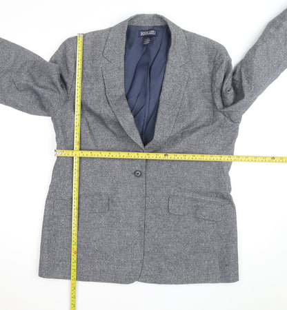 Lands' End Women Blue Linen Cotton Classic Blazer Size 12