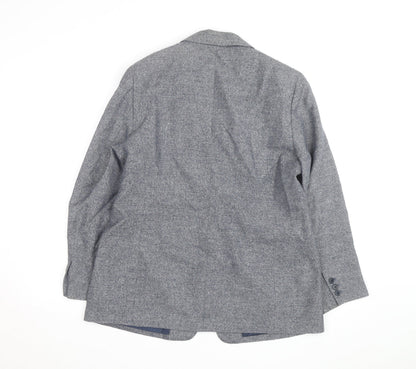 Lands' End Women Blue Linen Cotton Classic Blazer Size 12