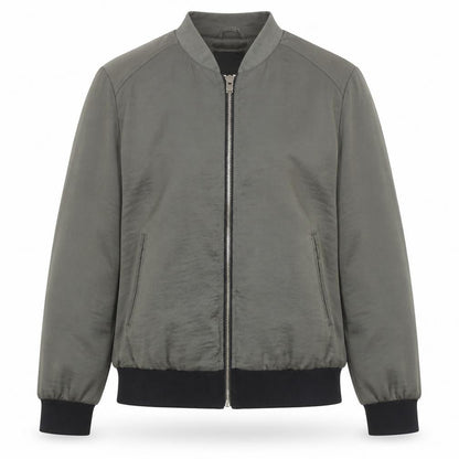 New Look Men’s Green Bomber Jacket S Zip Lightweight Satin