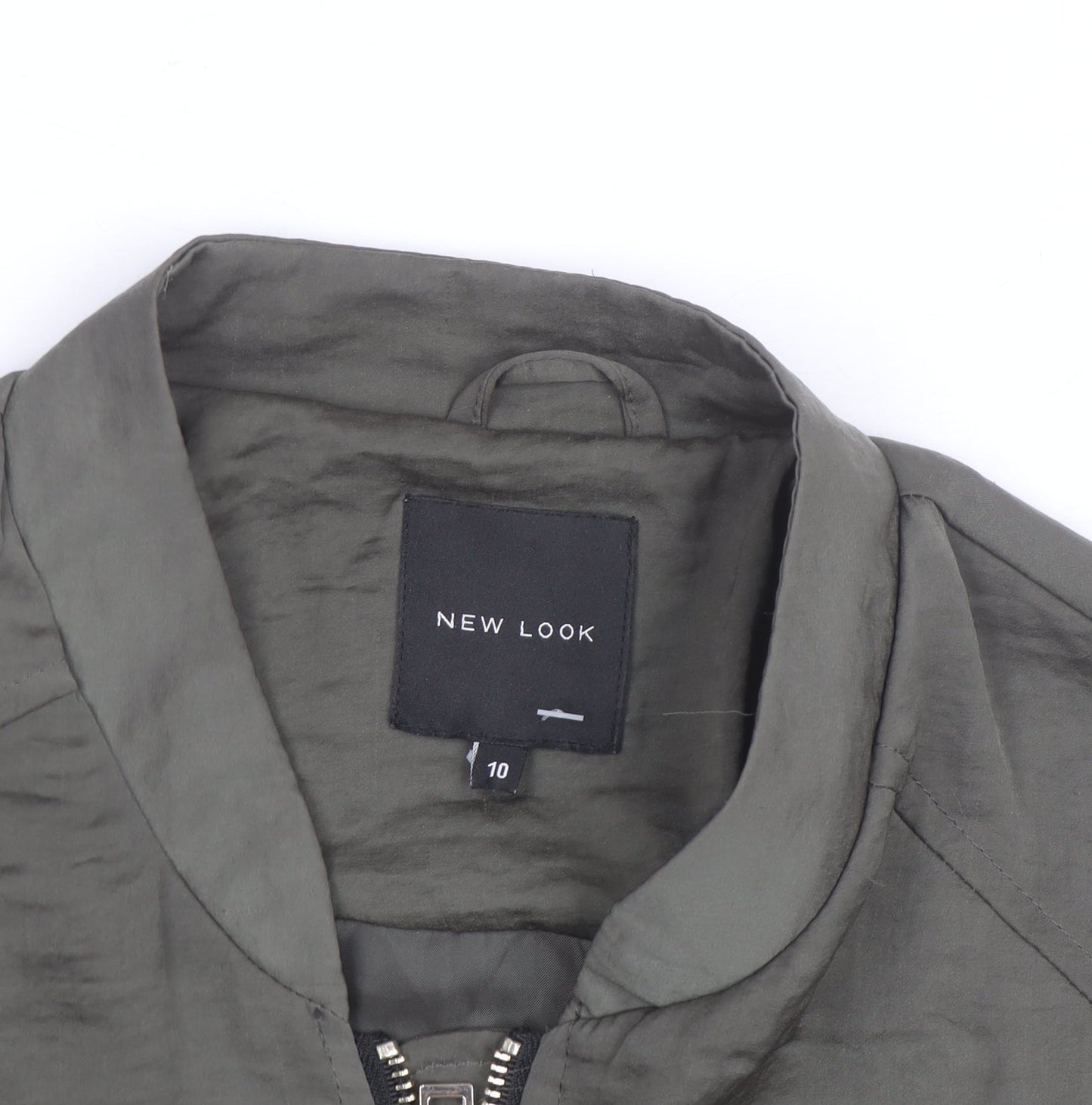New Look Men’s Green Bomber Jacket S Zip Lightweight Satin
