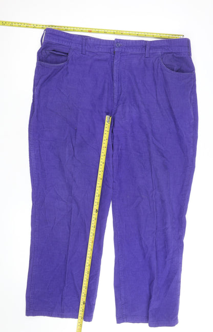Crombie Men's Purple Corduroy Trousers 38R Regular Fit