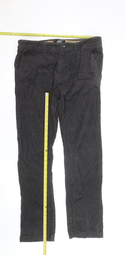 55 DSL Men's Black Corduroy Chino Trousers Size 34 Regular Fit