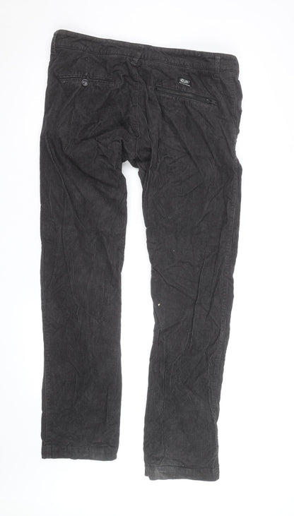55 DSL Men's Black Corduroy Chino Trousers Size 34 Regular Fit