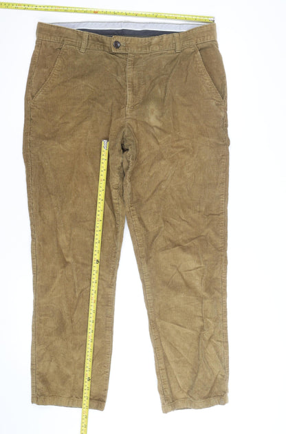 Farah Men's Brown Corduroy Chino Trousers Size 34R
