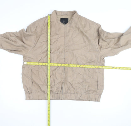 MNG Men's Beige Cotton Lightweight Bomber Jacket L