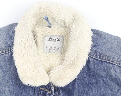 Denim Co Men Blue Faux Fur Lined Mid-Length Denim Jacket M