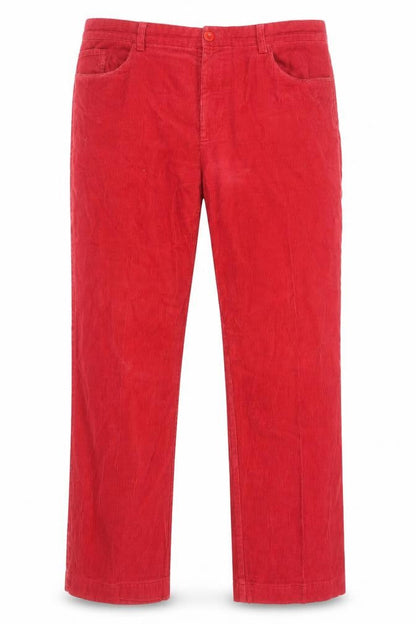Crombie Men's Red Corduroy Chino Trousers Size 38 Straight Fit