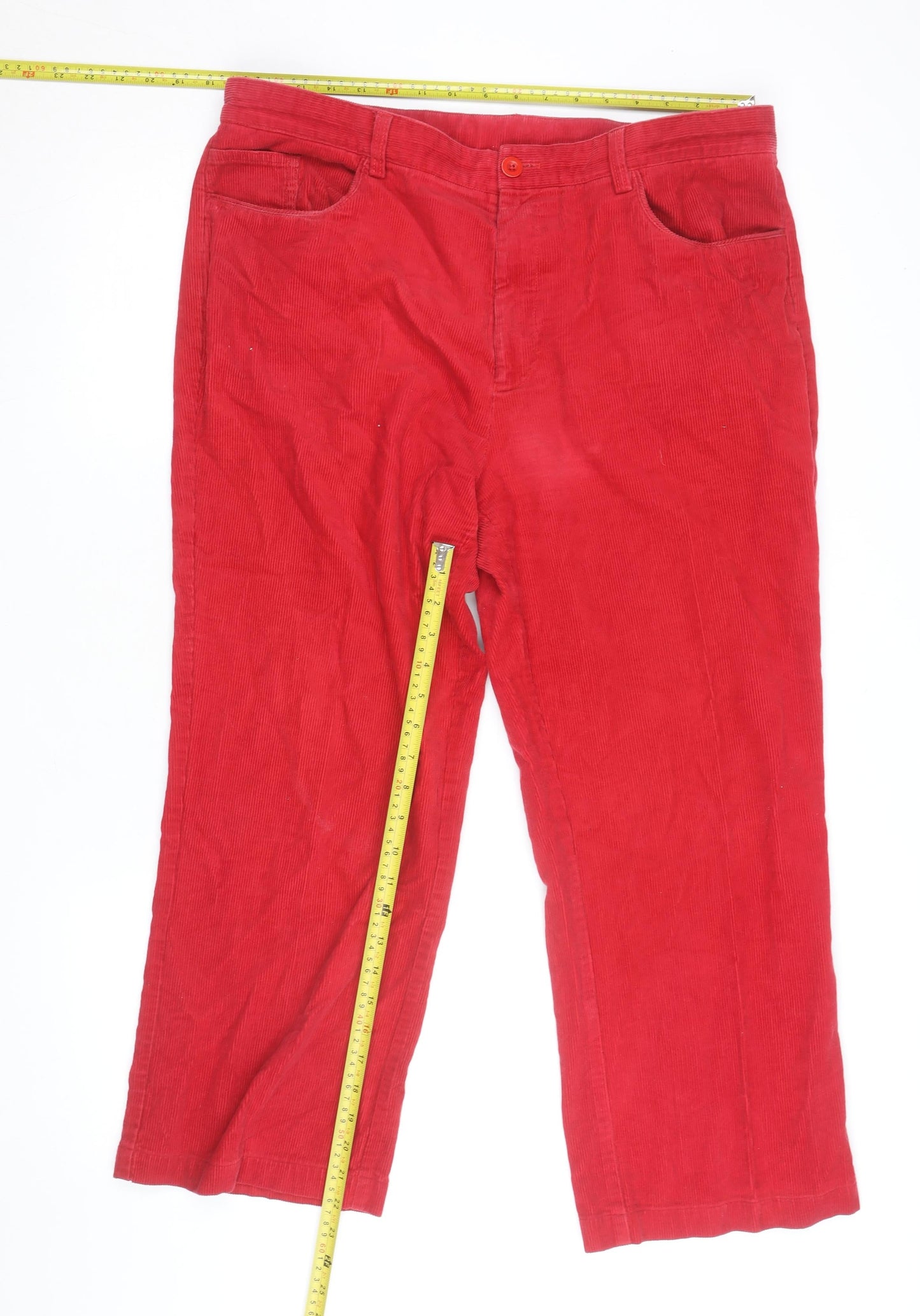 Crombie Men's Red Corduroy Chino Trousers Size 38 Straight Fit