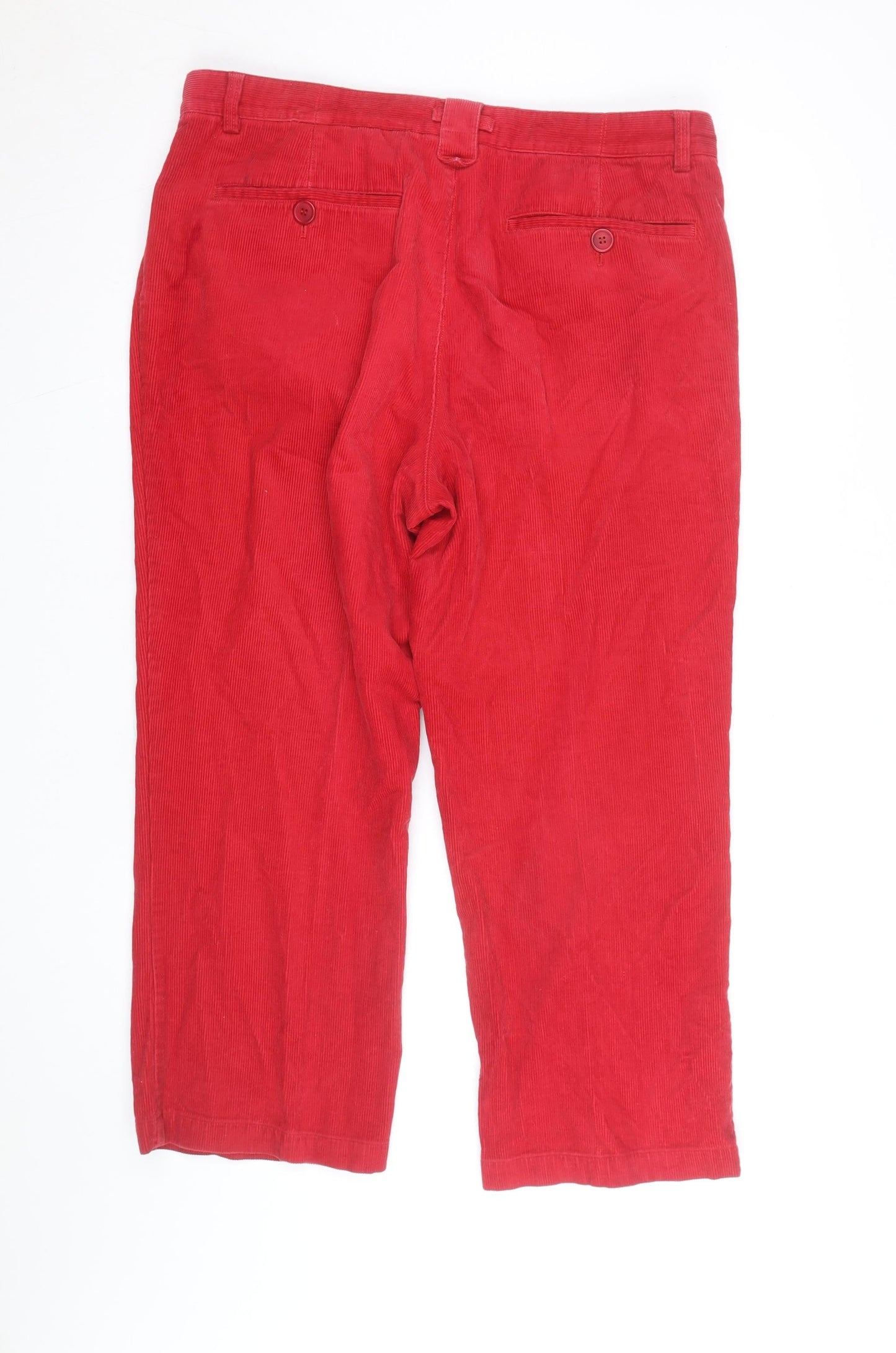 Crombie Men's Red Corduroy Chino Trousers Size 38 Straight Fit
