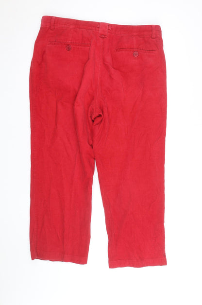 Crombie Men's Red Corduroy Chino Trousers Size 38 Straight Fit