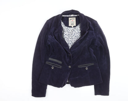 Mantaray Women Navy Blue Corduroy Blazer UK 8 Two-Button Classic Fit