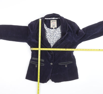 Mantaray Women Navy Blue Corduroy Blazer UK 8 Two-Button Classic Fit