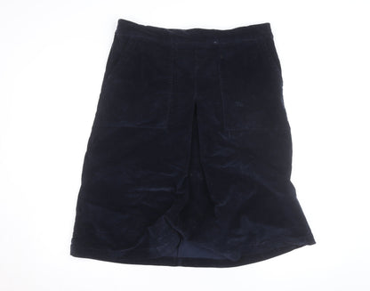 Cotton Traders Womens Blue Corduroy Knee Length Skirt Size 16