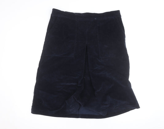 Cotton Traders Womens Blue Corduroy Knee Length Skirt Size 16