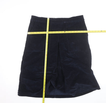 Cotton Traders Womens Blue Corduroy Knee Length Skirt Size 16